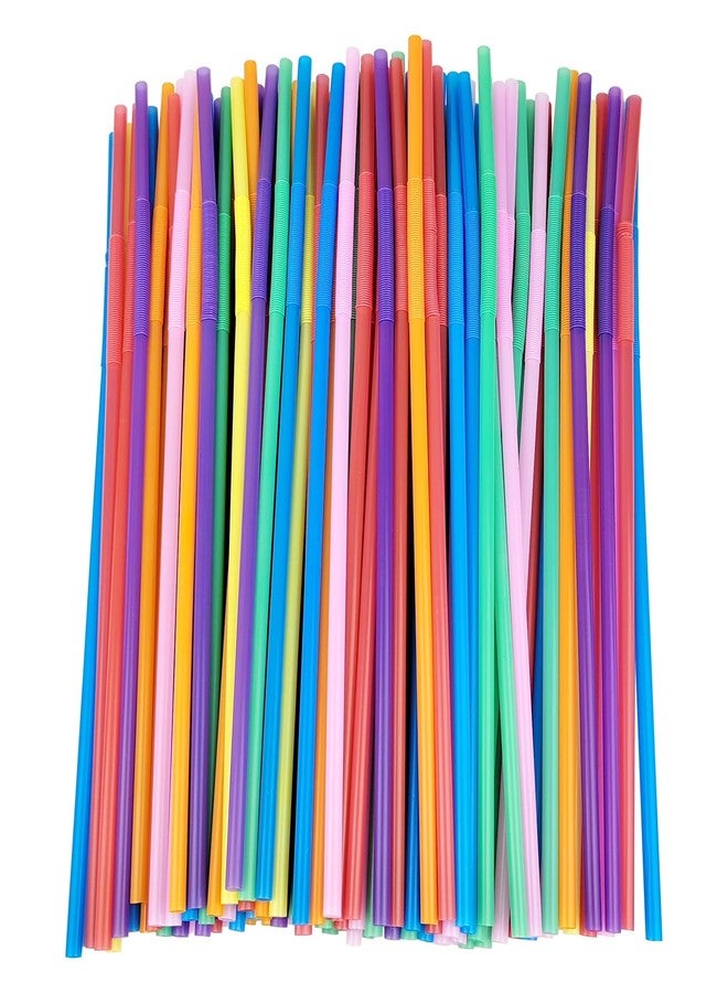 SimautHawk 100 PCS 0.23 inches in Diameter 13inch Extra Long Straws Flexible Plastic, Colorful Disposable Bendy Party Fancy Straws Party Decorations (100, Multicolor) - Image 1